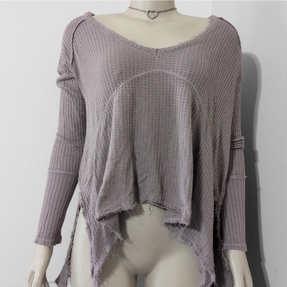 Free People Distressed Long Sleeve Top